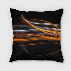 Подушка квадратная Волнообразные линии неона - Оранжевый, цвет: 3D-принт