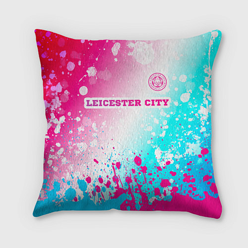 Подушка квадратная Leicester City Neon Gradient / 3D-принт – фото 1