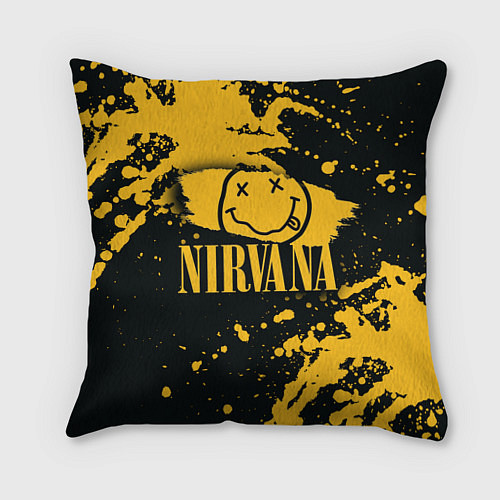 Подушка квадратная NIRVANA логотип и краска / 3D-принт – фото 1