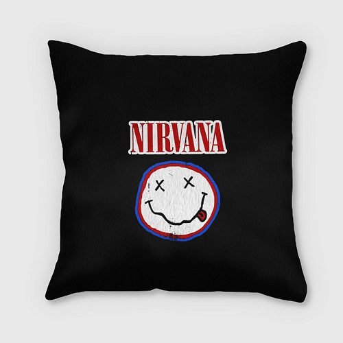 Подушка квадратная Nirvana гранж / 3D-принт – фото 1