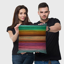 Подушка квадратная Multicolored thin stripes Разноцветные полосы, цвет: 3D-принт — фото 2