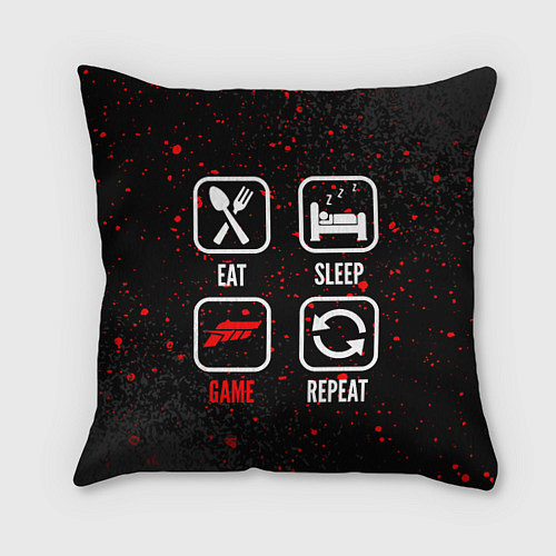Подушка квадратная Eat, Sleep, Forza Horizon, Repeat / 3D-принт – фото 1
