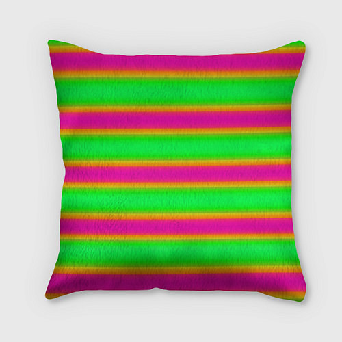 Подушка квадратная Зелено-малиновые мягкие размытые полосы / 3D-принт – фото 1