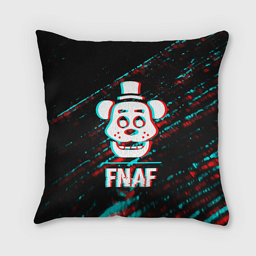 Подушка квадратная FNAF в стиле Glitch Баги Графики на темном фоне / 3D-принт – фото 1