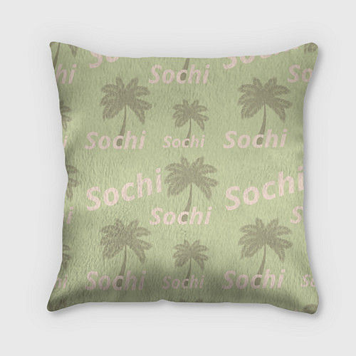 Подушка квадратная Пальмы на салатном фоне palm trees text / 3D-принт – фото 1