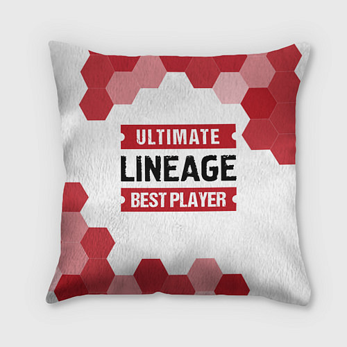 Подушка квадратная Lineage: красные таблички Best Player и Ultimate / 3D-принт – фото 1