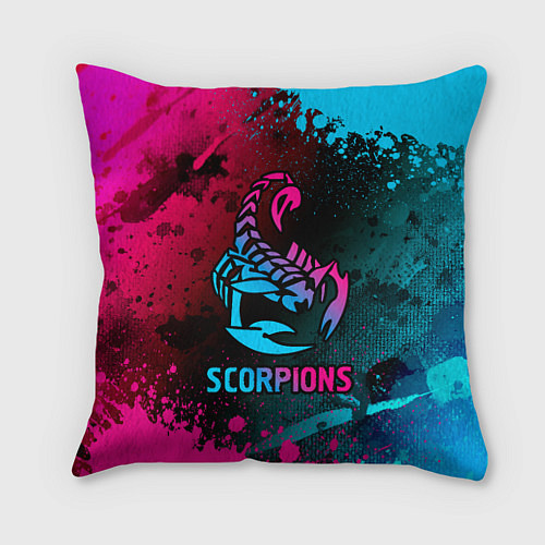 Подушка квадратная Scorpions Neon Gradient / 3D-принт – фото 1