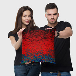 Подушка квадратная Абстрактный узор мраморный красно-синий, цвет: 3D-принт — фото 2