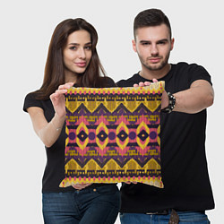 Подушка квадратная Африканский узор орнамент из шерсти Africa Wool Pa, цвет: 3D-принт — фото 2
