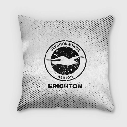 Подушка квадратная Brighton с потертостями на светлом фоне / 3D-принт – фото 1