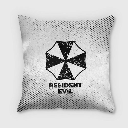 Подушка квадратная Resident Evil с потертостями на светлом фоне / 3D-принт – фото 1