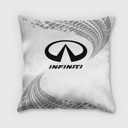 Подушка квадратная Infiniti Speed на светлом фоне со следами шин