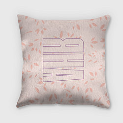 Подушка квадратная Имя Яна по-вертикали с розовым фоном, цвет: 3D-принт