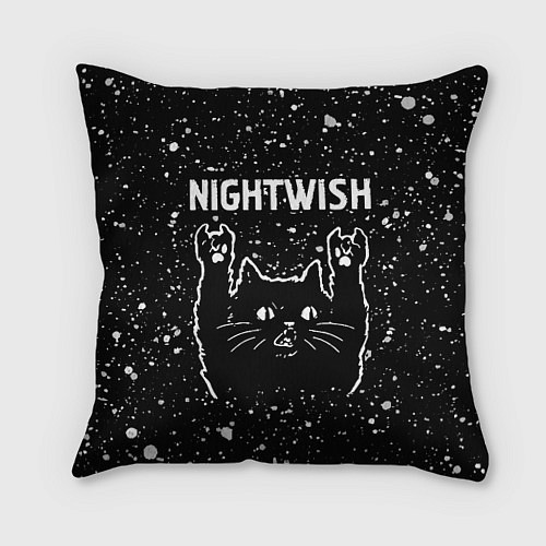Подушка квадратная Группа Nightwish и Рок Кот / 3D-принт – фото 1
