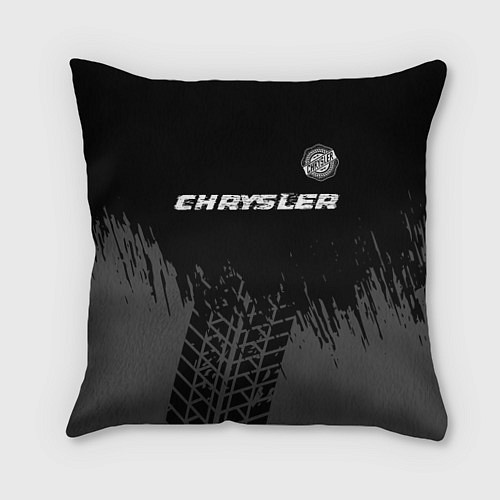 Подушка квадратная Chrysler Speed на темном фоне со следами шин / 3D-принт – фото 1