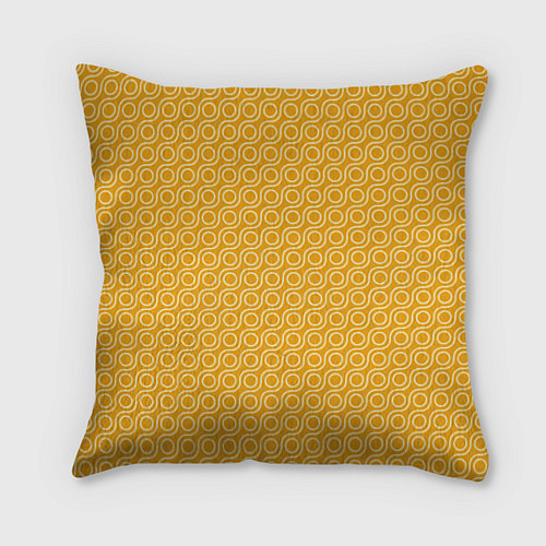 Подушка квадратная Волнистые желтые узоры / 3D-принт – фото 1
