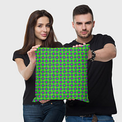 Подушка квадратная Фиолетовые кружочки на зеленом фоне, цвет: 3D-принт — фото 2