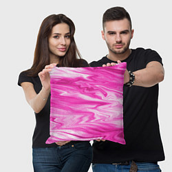 Подушка квадратная Розовая мраморная текстура, цвет: 3D-принт — фото 2