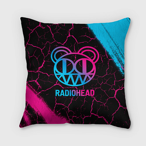 Подушка квадратная Radiohead - neon gradient / 3D-принт – фото 1