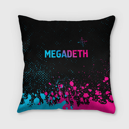 Подушка квадратная Megadeth - neon gradient / 3D-принт – фото 1