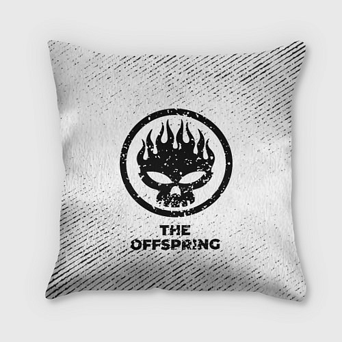 Подушка квадратная The Offspring с потертостями на светлом фоне / 3D-принт – фото 1