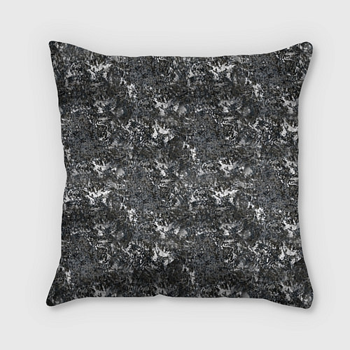 Подушка квадратная Темно серый графитовый с текстурой камня / 3D-принт – фото 1