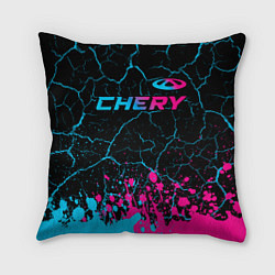 Подушка квадратная Chery - neon gradient: символ сверху