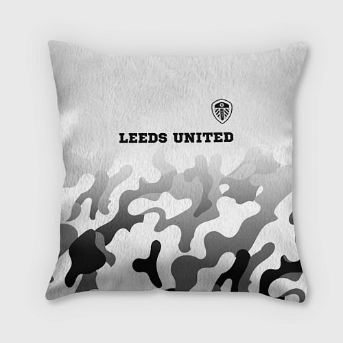 Подушка квадратная Leeds United sport на светлом фоне: символ сверху / 3D-принт – фото 1