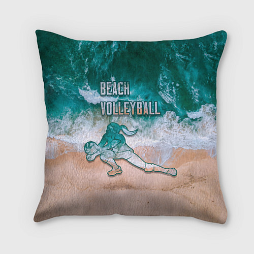 Подушка квадратная Beach volleyball ocean theme / 3D-принт – фото 1