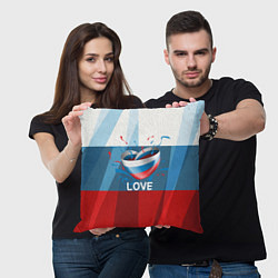 Подушка квадратная Флаг России в виде сердца, цвет: 3D-принт — фото 2