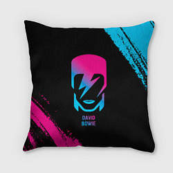 Подушка квадратная David Bowie - neon gradient, цвет: 3D-принт