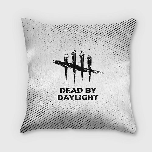 Подушка квадратная Dead by Daylight с потертостями на светлом фоне / 3D-принт – фото 1