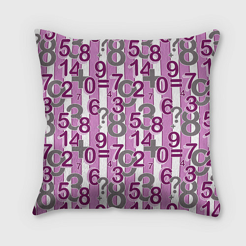 Подушка квадратная Бело-розовый узор Арифметика / 3D-принт – фото 1