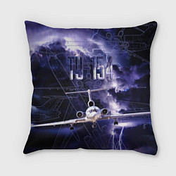 Подушка квадратная Ту-154 Ночные полет, цвет: 3D-принт