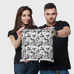 Подушка квадратная Черно белый абстрактный модный узор, цвет: 3D-принт — фото 2