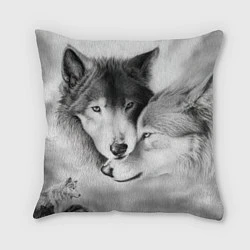 Подушка квадратная Love: Волк и волчица, цвет: 3D-принт