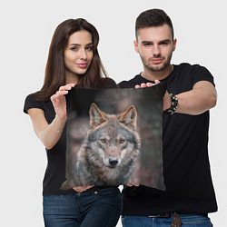 Подушка квадратная Волк с грустными глазами, цвет: 3D-принт — фото 2