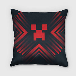 Подушка квадратная Красный символ Minecraft на темном фоне со стрелка, цвет: 3D-принт