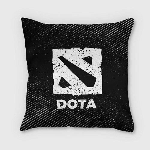 Подушка квадратная Dota с потертостями на темном фоне / 3D-принт – фото 1