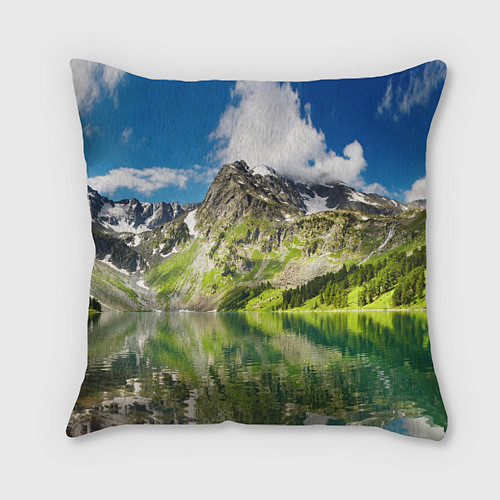 Подушка квадратная Живописное горное озеро / 3D-принт – фото 1