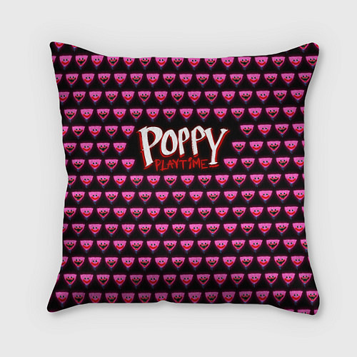 Подушка квадратная Poppy Playtime - Kissy Missy Pattern - Huggy Wuggy / 3D-принт – фото 1