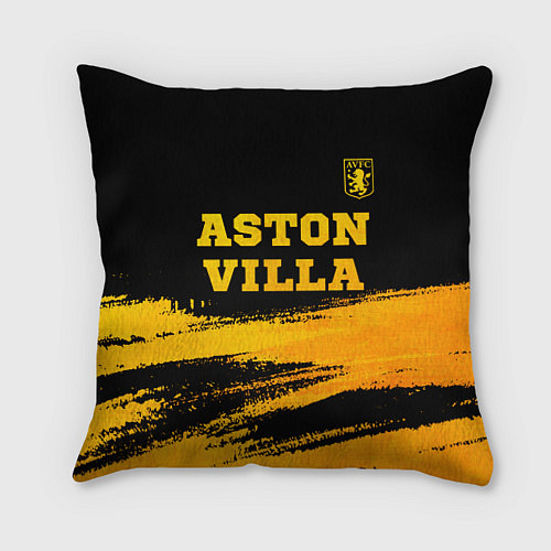 Подушка квадратная Aston Villa - gold gradient: символ сверху / 3D-принт – фото 1