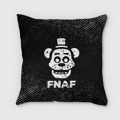 Подушка квадратная FNAF с потертостями на темном фоне / 3D-принт – фото 1