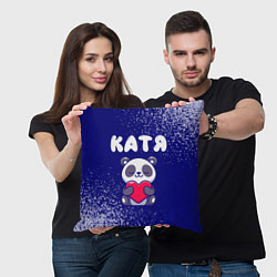 Подушка квадратная Катя панда с сердечком, цвет: 3D-принт — фото 2
