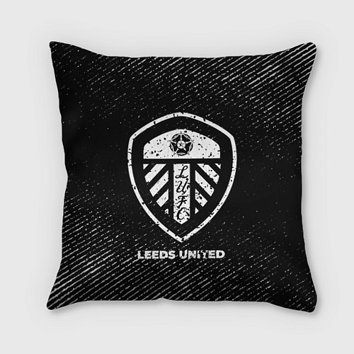 Подушка квадратная Leeds United с потертостями на темном фоне / 3D-принт – фото 1