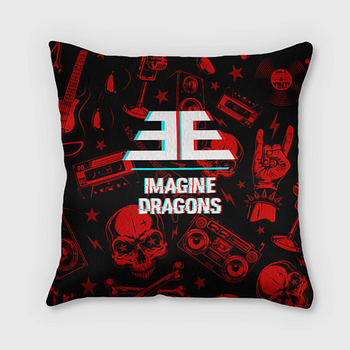 Подушка квадратная Imagine Dragons rock glitch / 3D-принт – фото 1