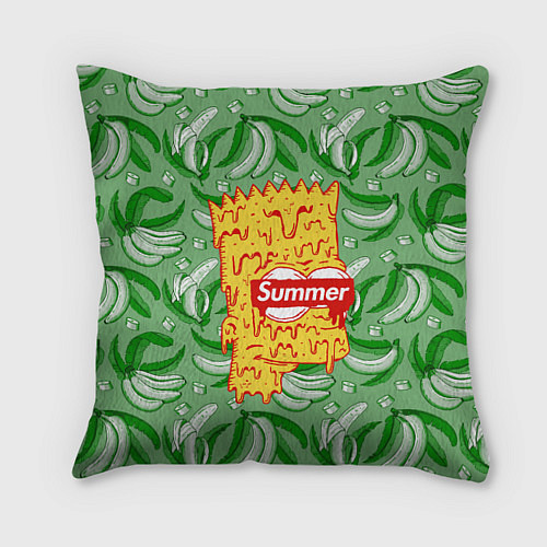 Подушка квадратная Барт Симпсон - Summer / 3D-принт – фото 1