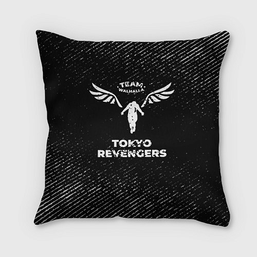 Подушка квадратная Tokyo Revengers с потертостями на темном фоне / 3D-принт – фото 1