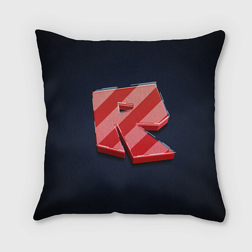 Подушка квадратная Roblox red - Роблокс полосатый логотип / 3D-принт – фото 1