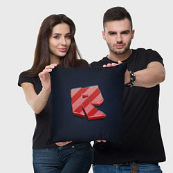 Подушка квадратная Roblox red - Роблокс полосатый логотип, цвет: 3D-принт — фото 2